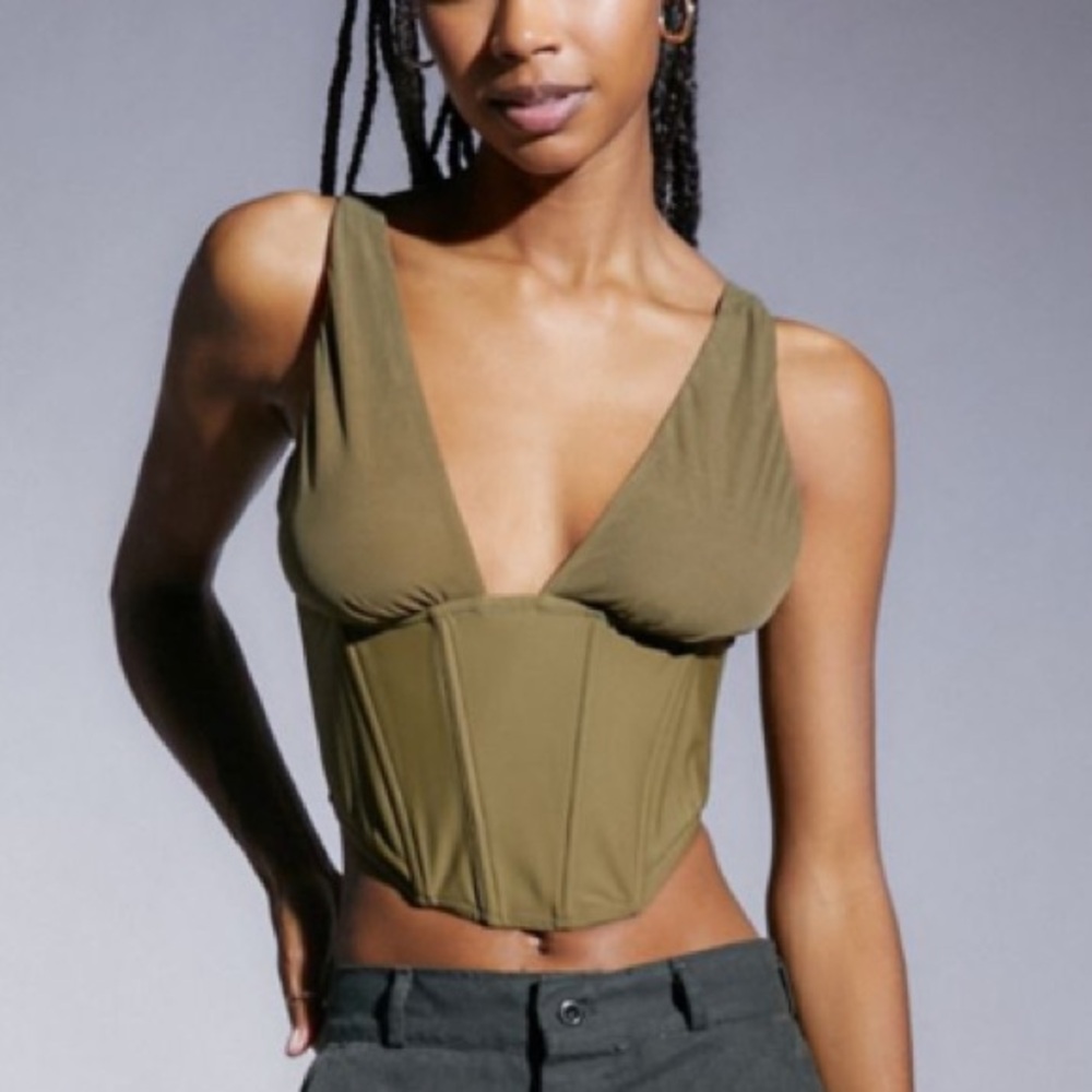 Urban Outfitters Out From Under Convertible Corset Tank Top Olive Green